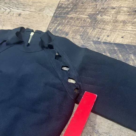 Herve Leger Trendy Black Two-Piece Cutout Bandage Dress Set Party Club zip - Picture 10 of 13